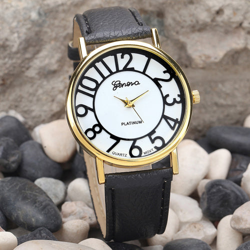 Geneva Watch women Quartz Leather Young Sports Women watch Casual Dress Wristwatches relogios feminino CF