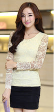 NEW Fall Brand Slim wild t-shirt women Bow Long-sleeved Lace t shirt Plus Size tops 9673 SM6