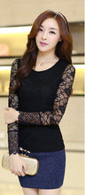 NEW Fall Brand Slim wild t-shirt women Bow Long-sleeved Lace t shirt Plus Size tops 9673 SM6