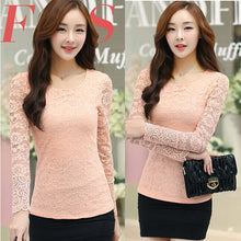 NEW Fall Brand Slim wild t-shirt women Bow Long-sleeved Lace t shirt Plus Size tops 9673 SM6