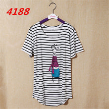NEW Striped Printed Anchor owl lip women T-shirts short Sleeve t shirts Stretch Cotton tees tops 4185 SM6