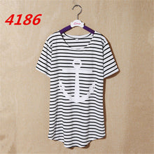 NEW Striped Printed Anchor owl lip women T-shirts short Sleeve t shirts Stretch Cotton tees tops 4185 SM6