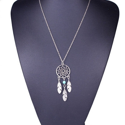 Necklace Jewelry Retro Bohemian Dream Catcher Stone Feather Bead Chain Necklaces Collars Gift for women girl CF