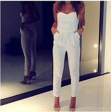 New  Women Overalls White Sexy V Strapless Playsuit Novelty Jumpsuits Summer Pencil Pants Leggings 9524 SM6