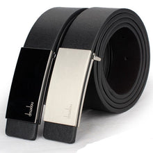 Automatic buckle men's belt leather belt Silver and Black belts for men Leather Formal Waist Strap CF