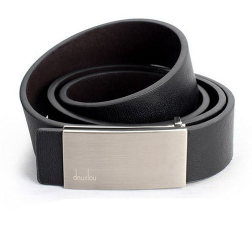 Automatic buckle men's belt leather belt Silver and Black belts for men Leather Formal Waist Strap CF