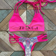 New Brazilian Sexy Mesh Swimsuit Women Pink Bikini Set Push Up Swimwear Woman Biquini Bathing Suits Print N09ZN8 CF