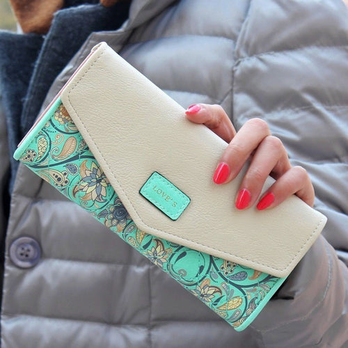 Envelope Women's Purse women wallets Long Card Holder Mobile Zip Handbag Hit Color Design Bolsa CF