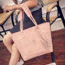 Leather Women Handbags Patchwork Tassel Shoulder Bag Famous Women Bag Weave Casual Tote sac CF