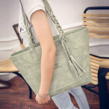 Leather Women Handbags Patchwork Tassel Shoulder Bag Famous Women Bag Weave Casual Tote sac CF