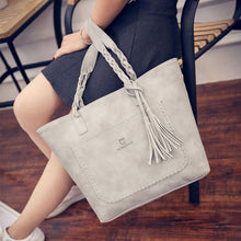 Leather Women Handbags Patchwork Tassel Shoulder Bag Famous Women Bag Weave Casual Tote sac CF