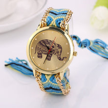 casual DIY Elephant Pattern Women Dress Watches National Weave Gold Bracelet montre Quartz Clock Relogio CF