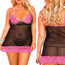 Large Code Lace Up Sexy Lingerie Plus Size Underwear Women Halter Babydoll Chemise Sleepwear Net Yarn Sleepwear CF