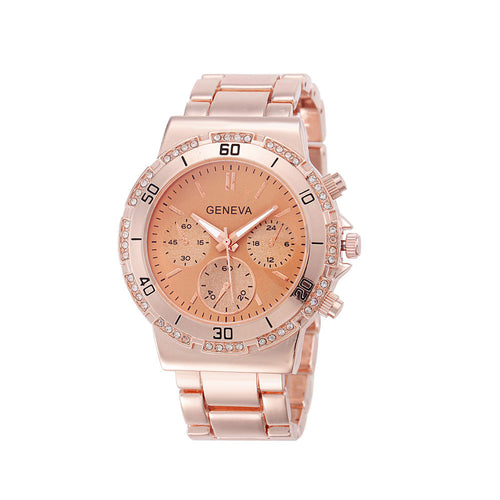 Luxury Rhinestone Women Watch Bracelet Wristwatches Lady Dress Watch Clock Quartz Relogio Steel Reloj Rose Gold CF