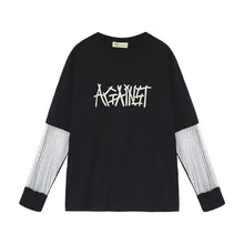 New  Embroidery Letter Net Yarn Patchwork Fake two pieces Summer T Shirt Women Fashion T-shirts Tops Plus Size SM6