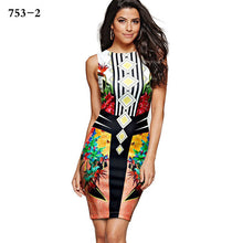 New  European Fashion 3D Geometric Print Pencil dress Sexy Dress O-neck Vestidos Sleeveless Tank Women Dresses 72692 SM6
