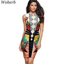 New  European Fashion 3D Geometric Print Pencil dress Sexy Dress O-neck Vestidos Sleeveless Tank Women Dresses 72692 SM6