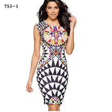 New  European Fashion 3D Geometric Print Pencil dress Sexy Dress O-neck Vestidos Sleeveless Tank Women Dresses 72692 SM6