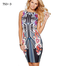 New  European Fashion 3D Geometric Print Pencil dress Sexy Dress O-neck Vestidos Sleeveless Tank Women Dresses 72692 SM6
