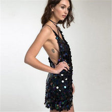 New  European Fashion Club Sexy Dress V-neck Vestidos Spaghetti Strap sleeveless Slim Sequined Bling Women Dresses 72483 SM6