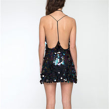 New  European Fashion Club Sexy Dress V-neck Vestidos Spaghetti Strap sleeveless Slim Sequined Bling Women Dresses 72483 SM6
