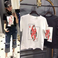 New  European Fashion Summer Women T shirts Female Cartoon Character Print t-shirt Short Sleeve Silm Woman tops 72534 SM6