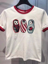 New  European Fashion Women T shirts Female kawaii Three Character Print t-shirt Short Sleeve Silm Woman tops 72533 SM6