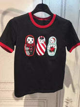 New  European Fashion Women T shirts Female kawaii Three Character Print t-shirt Short Sleeve Silm Woman tops 72533 SM6