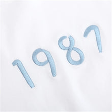 New  Fashion 1987 Number Embroidery T Shirts Hollow Out Short Sleeve Hole T-shirts Female Women Tops Plus Size 72628 SM6