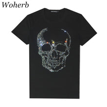 New  Fashion Cool Skull Diamonds Character Bling Women T shirts Female Plus Size T-shirt O-neck Tops Woman t shirt 72784 SM6