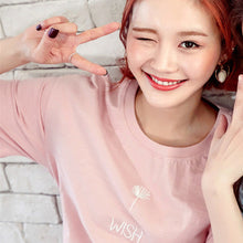 New  Fashion Dandelion WISH Letter Embroidery T Shirts Summer Short Sleeve Casual T-shirts Women Tops Plus Size 72644 SM6