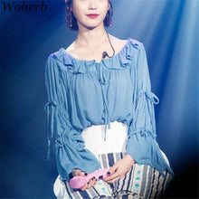 New  Fashion Elegant Bow Tie Pleated Chiffon Blouse Casual Shirt Flare Sleeve Cute Blusas Loose Women Tops Plus Size 72706 SM6