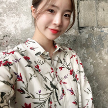New  Fashion Elegant Full Sleeve Chiffon Blouse Floral Print Women Plus Size Tops Stand collar Shirt Button OL Blusas 72499 SM6