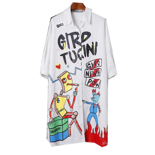 New  Fashion European Funny Cartoon Print Blouse Plus Size Shirt Casual Long Blouses Ladies Blusas Women Tops 72716 SM6