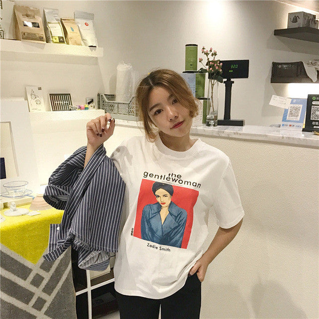 New  Fashion Female t shirts Short Sleeve T-shirts Letter Lady Print Casual tshirt O-neck Plus Size Women Tops 72547 SM6