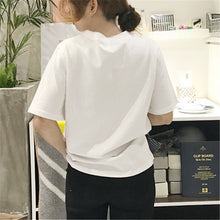 New  Fashion Female t shirts Short Sleeve T-shirts Letter Lady Print Casual tshirt O-neck Plus Size Women Tops 72547 SM6