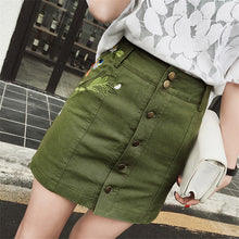 New  Fashion Floral Embroidery Pencil Skirt Mini Denim Skirts Woman Preppy Style Cute Button High Waist Skirts 72560 SM6