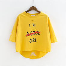 New  Fashion Half Sleeve Cool T-shirts Plus Size Hole Letter Print Female Loose t shirts Sexy Women tshirts 72506 SM6