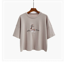 New  Fashion Japanese Harajuku Cartoon Character Print Embroidery T Shirts Half Sleeve T-shirts Plus Size Female Women Tops SM6