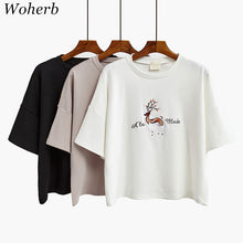 New  Fashion Japanese Harajuku Cartoon Character Print Embroidery T Shirts Half Sleeve T-shirts Plus Size Female Women Tops SM6