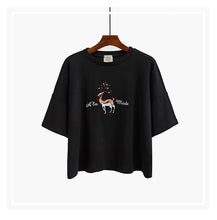 New  Fashion Japanese Harajuku Cartoon Character Print Embroidery T Shirts Half Sleeve T-shirts Plus Size Female Women Tops SM6