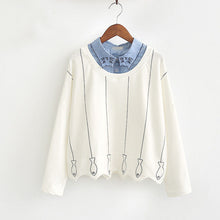 New  Fashion Japanese Style Cat Fish Embroidery Female Patchwork t shirts Cute tshirts Full Sleeve T-shirts Plus Size 72631 SM6