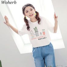 New  Fashion Japanese Style Funny Cute Cactus T Shirts Short Sleeve Brief T-shirts Female Women Tops Plus Size 72633 SM6