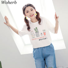 New  Fashion Japanese Style Funny Cute Cactus T Shirts Short Sleeve Brief T-shirts Female Women Tops Plus Size 72633 SM6