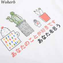New  Fashion Japanese Style Funny Cute Cactus T Shirts Short Sleeve Brief T-shirts Female Women Tops Plus Size 72633 SM6