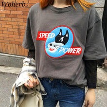 New  Fashion Korean Style Cute Letter Animal Embroidery T Shirts Short Sleeve T-shirts Plus Size Female Women Tops 72638 SM6