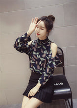 New  Fashion Korean Style Hollow Out Chiffon Blouse Leaf Print Blusas Casual Shirt Elegant Women Tops Plus Size 72714 SM6