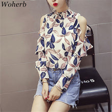 New  Fashion Korean Style Hollow Out Chiffon Blouse Leaf Print Blusas Casual Shirt Elegant Women Tops Plus Size 72714 SM6
