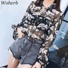 New  Fashion Korean Style Lantern Sleeve Floral Chiffon Blouse Sweet Blusas Sexy Shirt Elegant Women Tops Plus Size 72720 SM6