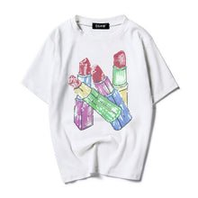 New  Fashion Korean Style Lipstick Sequined Bling T Shirts Short Sleeve Casual T-shirts Plus Size Female Women Tops 72629 SM6